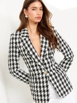 Zwart-wit pied-de-poule - Lipsy - Blazer met enkele knopenrij