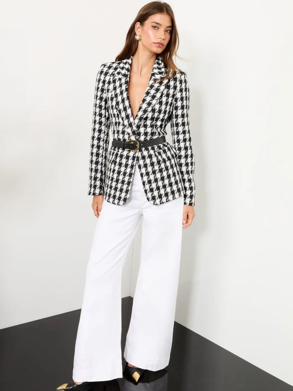 Zwart-wit pied-de-poule - Lipsy - Blazer met enkele knopenrij