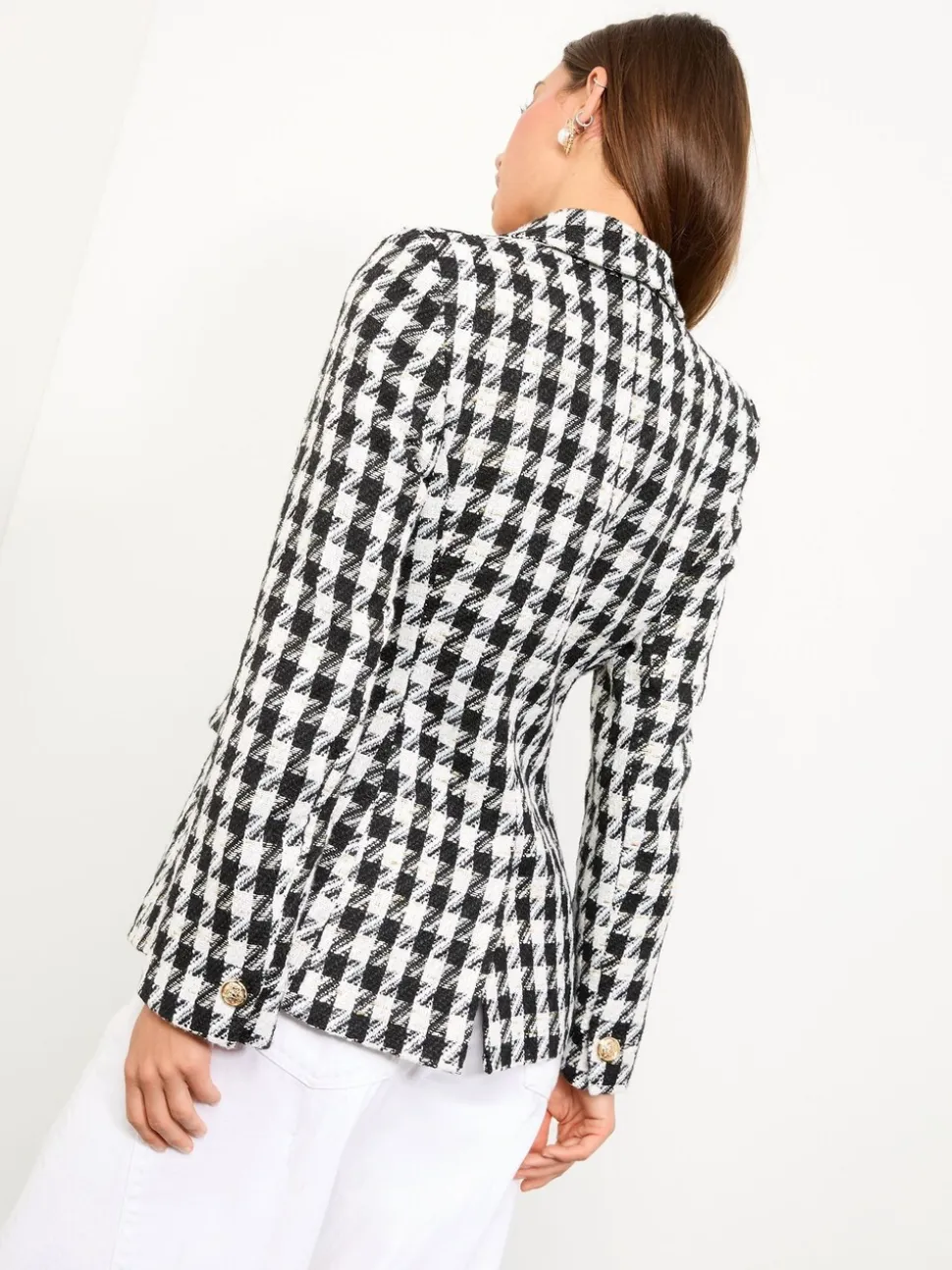Zwart-wit pied-de-poule - Lipsy - Blazer met enkele knopenrij