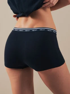 Zwart/wit/nude - 4 Katoenen slipjes met logotailleband