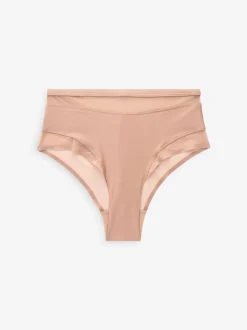 Zwart/wit/nude - Mesh slip met hoge taille en hoge beenuitsnijding 3 verpakking