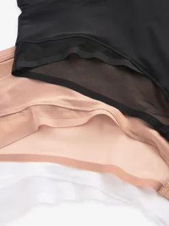 Zwart/wit/nude - Mesh slip met hoge taille en hoge beenuitsnijding 3 verpakking