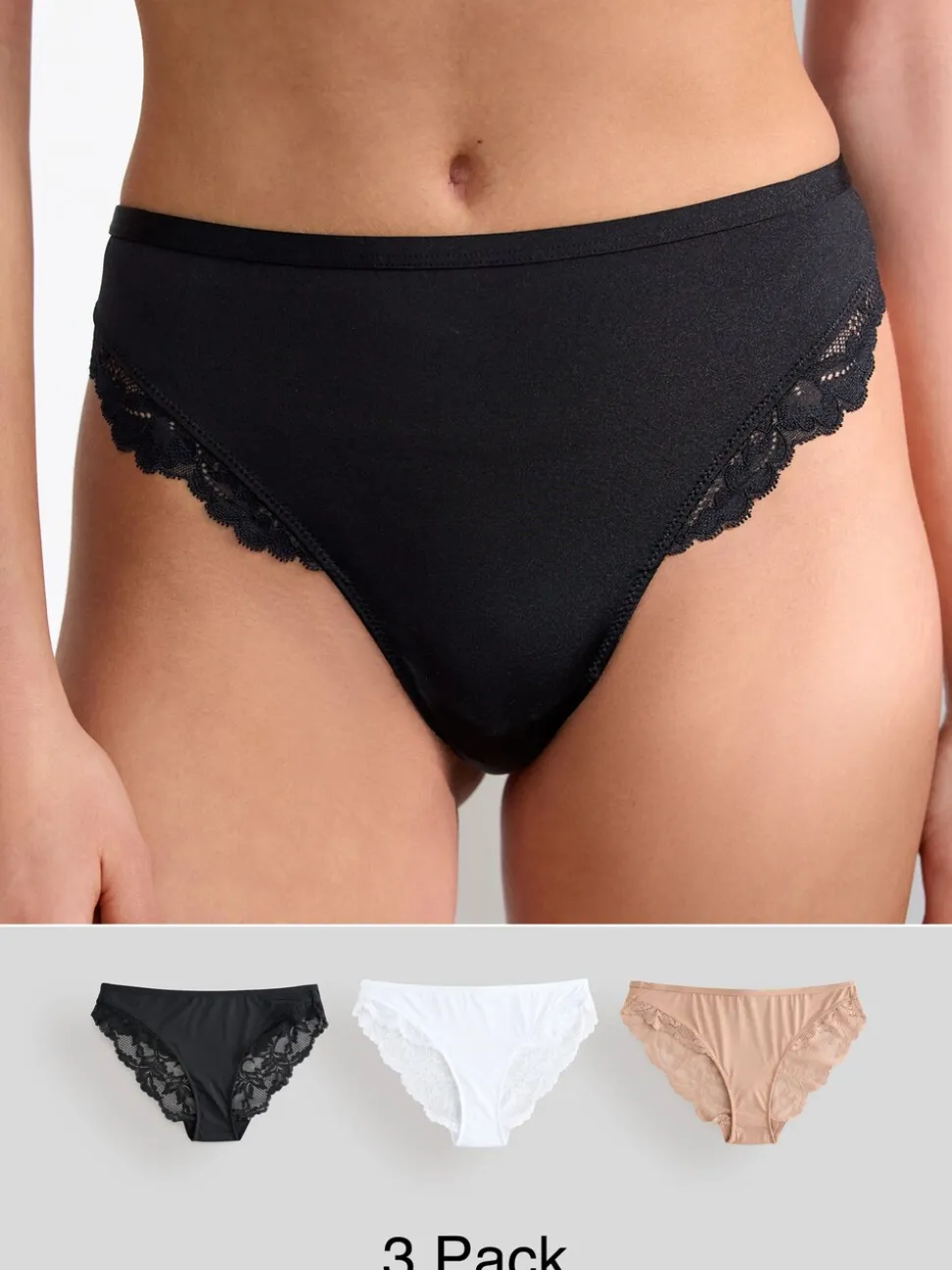 Zwart/wit/nude - Onderbroeken