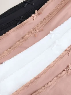 Zwart/wit/nude - Set van 10 slipjes van microvezels