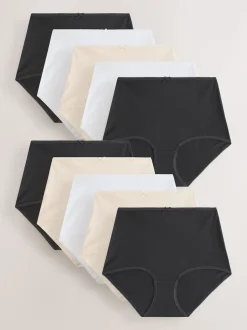 Zwart/wit/pastelroze huidskleur - Full Briefs Cotton Knickers 10 Pack