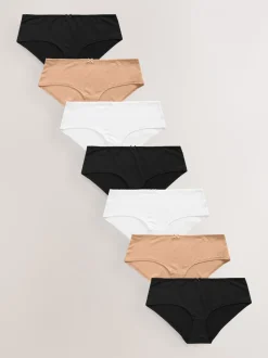 Zwart/wit/praline huidskleur - Set van 7 slipjes van microvezels