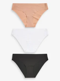 Zwart/wit/praline huidskleur - Geen zichtbare onderbroeklijn comfortabele slips verpakking van 3