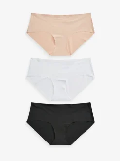 Zwart/wit/praline huidskleur - Geen zichtbare onderbroeklijn comfortabele slips verpakking van 3