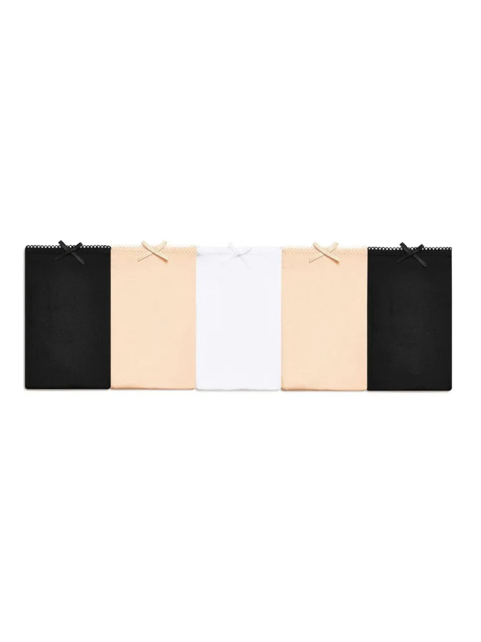 Zwart/wit/praline huidskleur - Set van 5 slipjes van microvezels