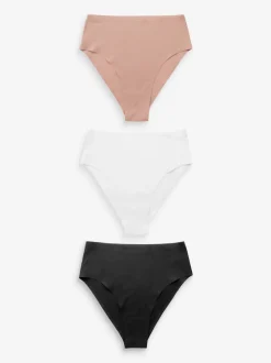 Zwart/wit/praline huidskleur - Geen zichtbare onderbroeklijn comfortabele slips verpakking van 3