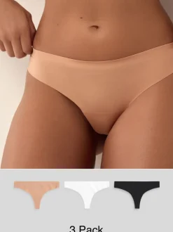 Zwart/wit/praline huidskleur - Geen zichtbare onderbroeklijn comfortabele slips verpakking van 3