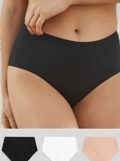 Zwart/wit/praline huidskleur - Geen zichtbare onderbroeklijn comfortabele slips verpakking van 3