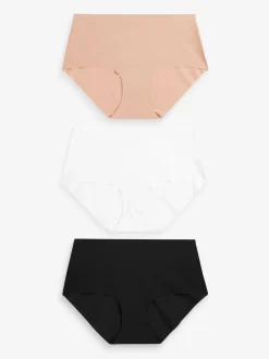 Zwart/wit/praline huidskleur - Geen zichtbare onderbroeklijn comfortabele slips verpakking van 3