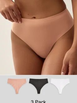 Zwart/wit/praline huidskleur - Geen zichtbare onderbroeklijn comfortabele slips verpakking van 3