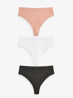 Zwart/wit/praline huidskleur - Geen zichtbare onderbroeklijn comfortabele slips verpakking van 3