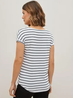 Zwart/wit/streep - Verpakking van 3 T-shirts met kapmouwen van 100% katoen