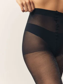 Zwart/zilver - Lurex Sparkle Tights 1 Pack