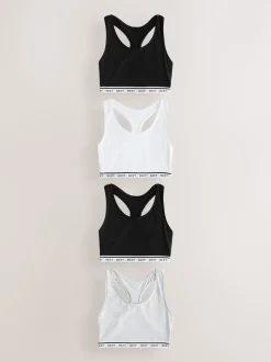 Zwart/zwart/grijs/wit - Ultimate Comfort Cotton Logo Crop Bras 4 Pack