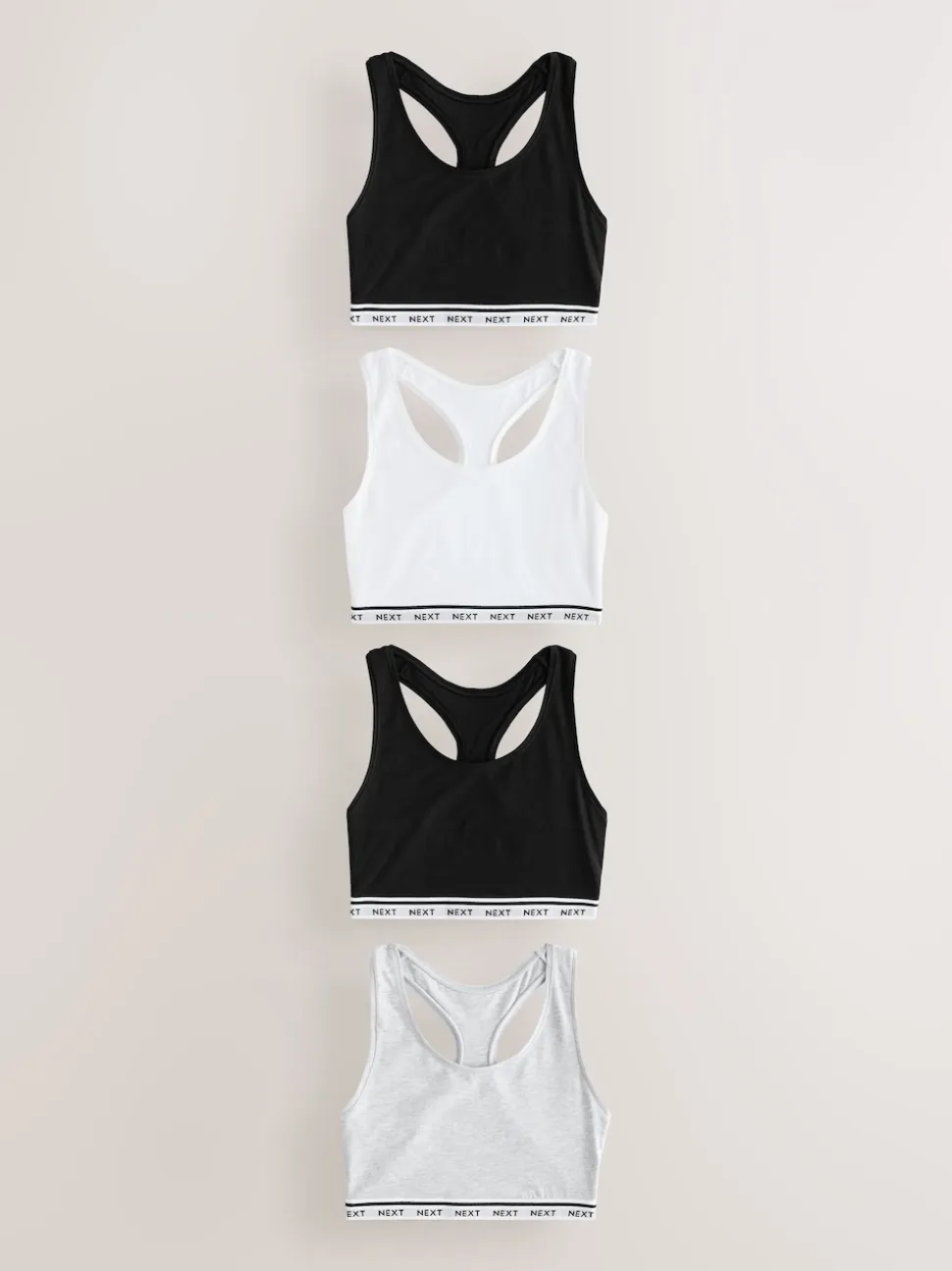 Zwart/zwart/grijs/wit - Ultimate Comfort Cotton Logo Crop Bras 4 Pack